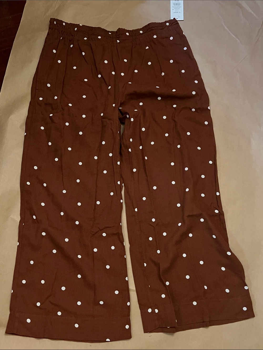 a new day Brown Wide-Leg Polka Dot Pants size XL short